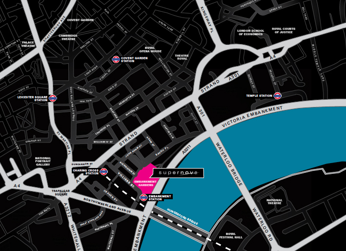Map showing Supernova Embankment location